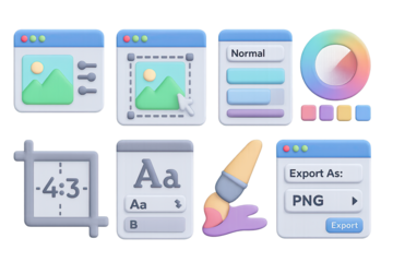 Colorful 3d design elements for graphic editing and user interface