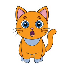 Vector illustration of scared cartoon cat