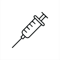 Fototapeta premium Minimalist syringe illustration in solid black, symbolizing medicine, immunization, and clinical treatment