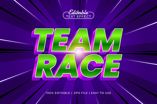 team race editable text effect with a race and speed text style
