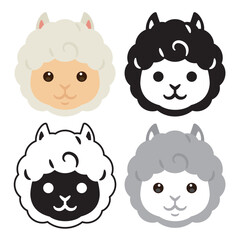 アルパカの顔アイコンセット