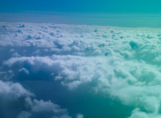 Nostalgic effect Cloud below and blue sky beyond horizon for background use