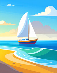 Naklejka premium sailboat on the sea