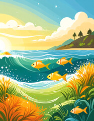 summer landscape with sea