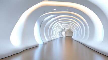 Obraz premium Futuristic Abstract Tunnel with Smooth Curves and Soft Lighting