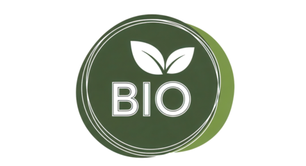 Green Organic Bio Vector Label Icon with Leaves Isolated on White Background