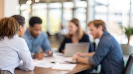 People gathered around conference table — collaborating and discussing business plans