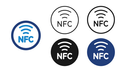NFC button, icon, symbol. Editable stroke contactless payment icons. Vector.
