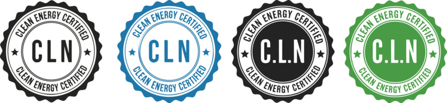 CLN Clean Energy Certified Seal in Multiple Colors | Eco-Friendly Badge for Sustainable Business and Green Marketing