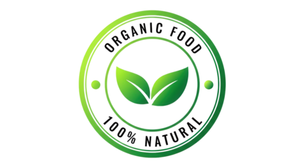 Organic food 100% natural seal for branding isolated PNG with Transparent Background