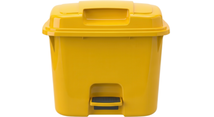 Yellow Square Plastic Pedal Waste Bin Product Shot Isolated on White Background