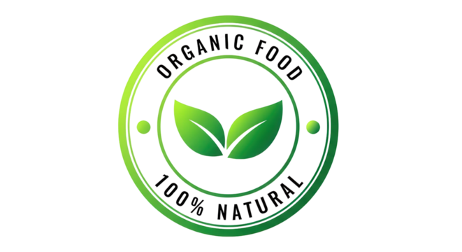 Organic food 100% natural seal for branding isolated PNG with Transparent Background