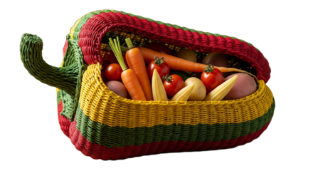  Real basket shaped like a vegetable holding other vegetables, meta design