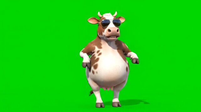  Cow Dancing funny  on Green Screen Background  