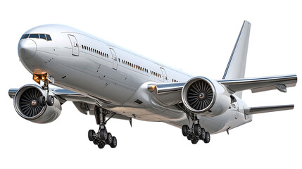 Obraz premium Modern white passenger jet airplane isolated on transparent background