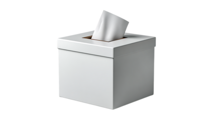 White tissue box with tissues sticking out isolated on transparent background