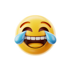 Joyful emoji laughing with tears of joy on black background