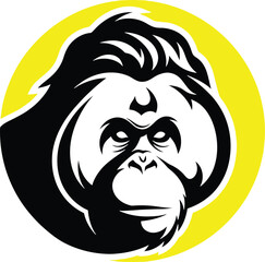 Stylized orangutan face in a yellow circle logo