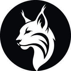 Stylized white lynx head silhouette in black circle