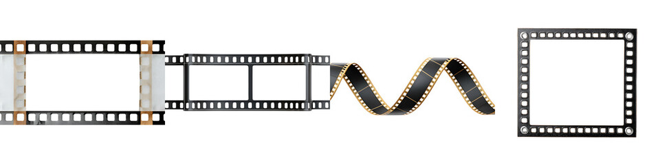 Obraz premium Film Strips Isolated on White Background: Variety of Frames for Creative Projects
