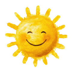 A smiling sun drawing on transparent background