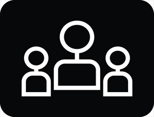 A clean, minimalist icon representing a group of people, perfect for social media, team collaboration tools, community platforms, and human resources applications.