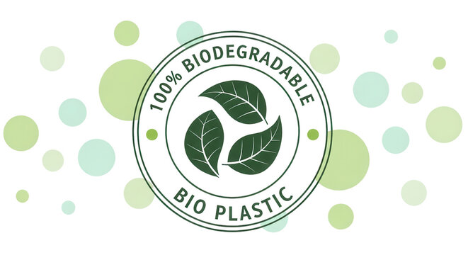 100% Biodegradable Bio Plastic stamp emblem logo isolated PNG with Transparent Background