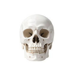 Obraz premium A human skull with detailed features, isolated against a completely transparent background. Perfect for Halloween decorations and spooky design projects.