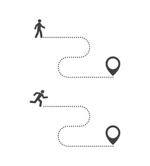 person man walk and run pin map pointer icon set