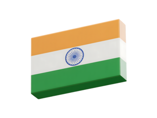 The national flag of india in a 3d perspective against a black background