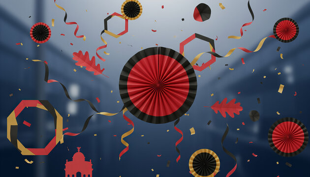 German Unity Day festive background with ribbons and symbols
- Powered by Adobe