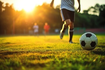 Obraz premium Soccer player football kicking sports.