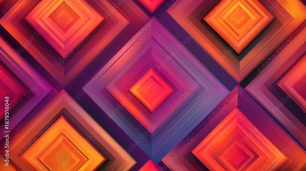 Poster creating modern symmetrical geometric patterns of overlapping shapes in abstract art digital design 