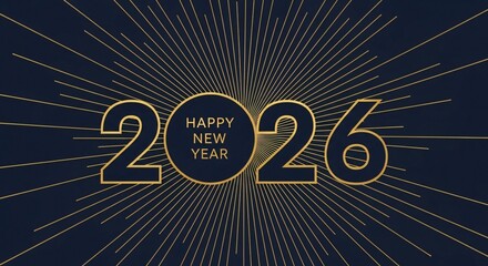 2026: New Year's Eve Design - Elegant Gold & Dark Blue Celebration Graphic