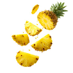 Flying Pineapple Slices Isolated