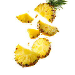 Flying Pineapple Slices Isolated