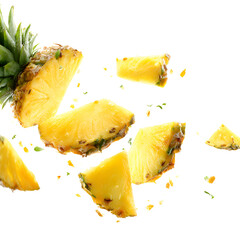 Flying Pineapple Slices Isolated
