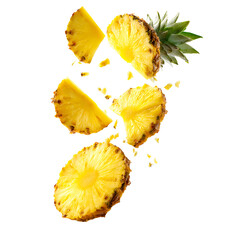 Flying Pineapple Slices Isolated