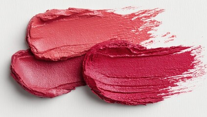 Two swaths of vibrant, slightly textured lipstick shades, a light coral-pink and a deeper, crimson-pink, displayed on a white background