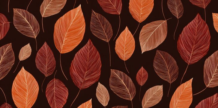 Autumn leaves pattern on dark background