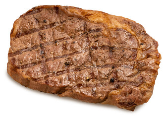 Steak with Black Pepper Sauce or Grilled Beef BBQ, Isolated on White with Clipping Path