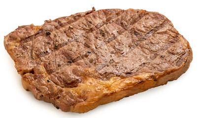 Steak with Black Pepper Sauce or Grilled Beef BBQ, Isolated on White with Clipping Path