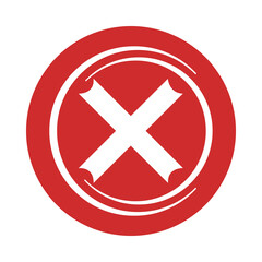 Red circle with white x mark