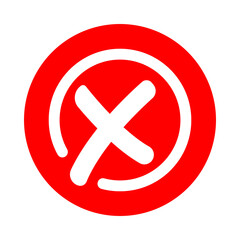 Red circle with white cross mark
