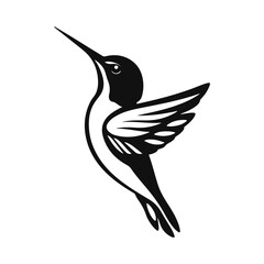 Hummingbird vector illustration, flying bird logo design, small animal drawing, minimalist wildlife graphic