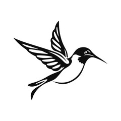 Hummingbird vector illustration, flying bird logo design, small animal drawing, minimalist wildlife graphic