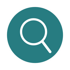 Simple magnifying glass icon on teal background