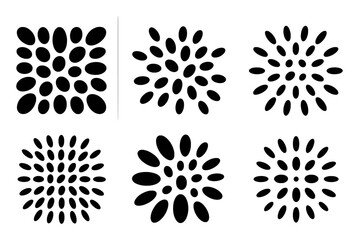 Abstract Black Oval Patterns on White Background