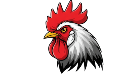 Dynamic Rooster Head Vector Mascot Logo Illustration Isolated on White Background