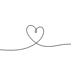 Minimalist Heart Shape Continuous Line Design on White Background for Valentines Day and Romance Themes